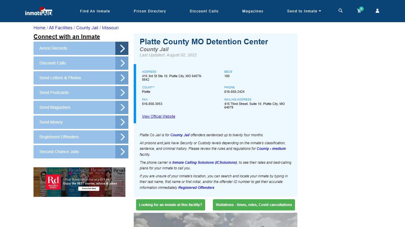 Platte County MO Detention Center - Inmate Locator - Platte City, MO